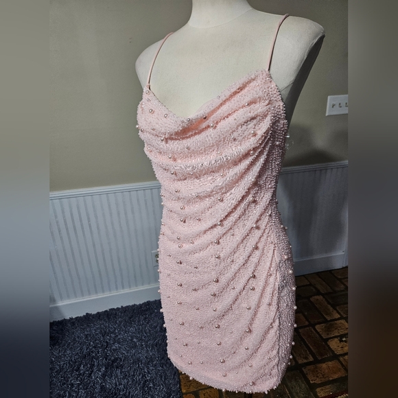 Oh Polly Dresses & Skirts - Oh, Polly Embellished Low Cowl Mini Dress Size 8